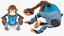 Windup Monkey Toy with Cymbals Blue Striped Fur for Maya