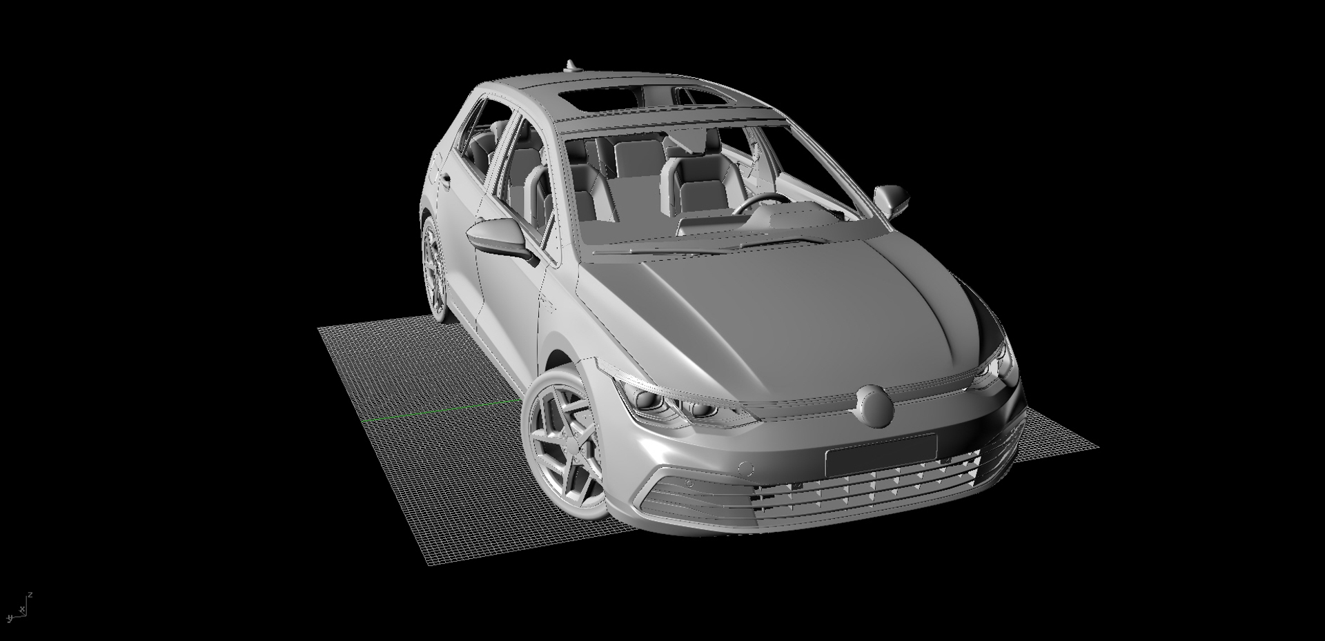 modèle 3D de VW Golf 8 2020 (Intérieur Bas) - TurboSquid 1528181