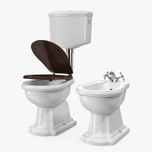 Old Style High Level Toilet and Bidet