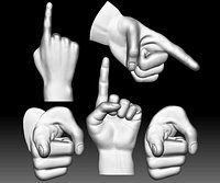 Hand Point Gesture STL Bas Relief Clipart file for CNC router.