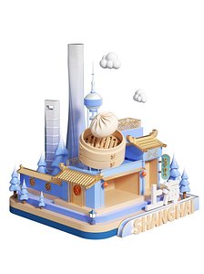 3D model Shanghai cartoon characteristic
