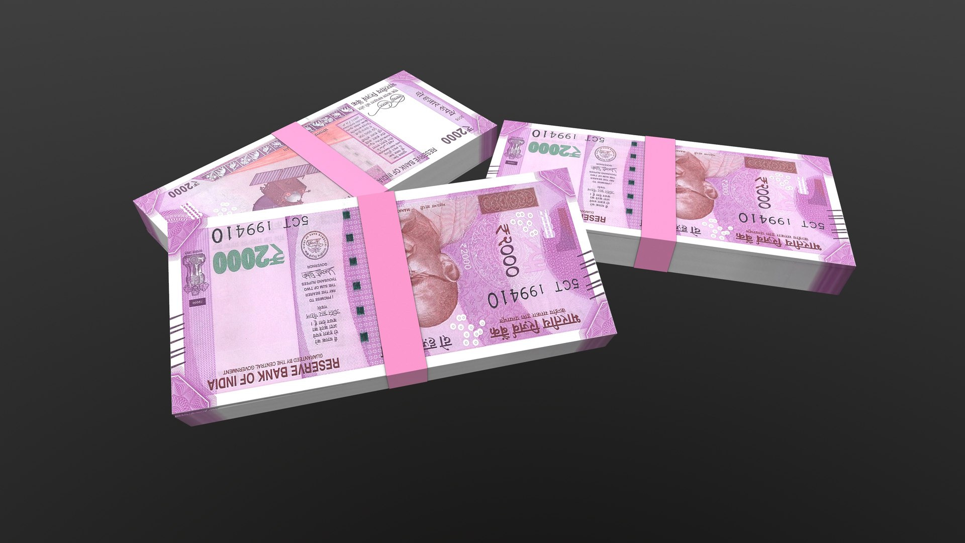 Indian 2000 Note Currency Bundle AR VR PBR 3D Model - TurboSquid 2007442
