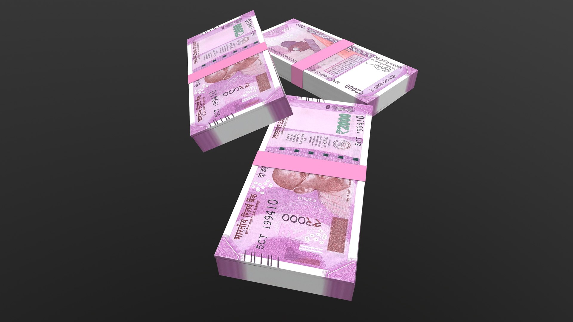 Indian 2000 Note Currency Bundle AR VR PBR 3D Model - TurboSquid 2007442