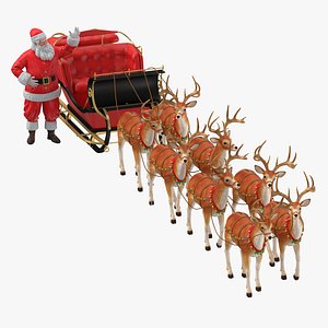 3D model santa claus reindeer standing