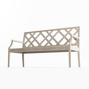 Outdoor Wooden Bench 01 3D model