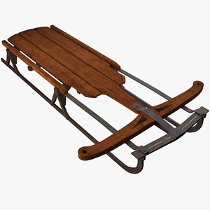 old wooden sledge 3D model
