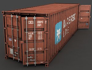 3d model long 20 feet cargo container