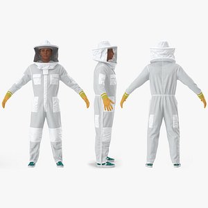 3D woman beekeeper suit rigged
