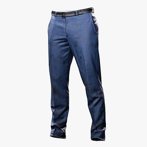 Blue Formal Pants with Belt - Game-Ready 3D Clothing