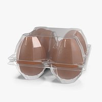 Plastic Egg Tray with 4 Brown Eggs