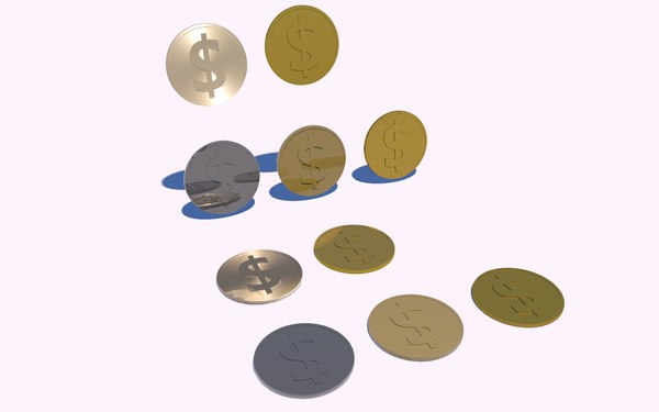 coins dollar gold 3D model