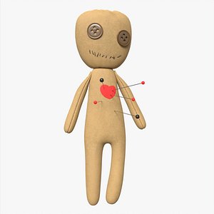 Voodoo Doll Fabric with Pins 3D model