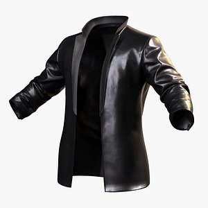 3D Cinematic Black Leather Coat - Realistic 3D Outfit