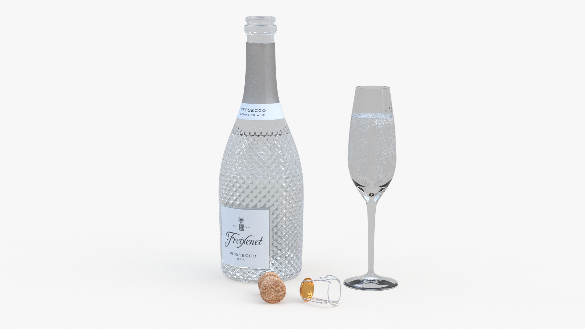 3D Model Prosecco Sparkling Wine And Glass TurboSquid 2297129
