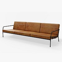 Designer 3 seat couch with leather cushions 3D model