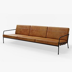 Designer 3 seat couch with leather cushions 3D model