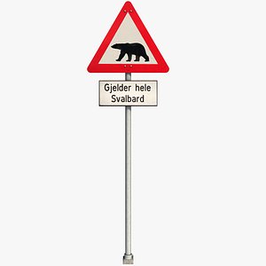Svalbard Polar Bear Warning Sign White