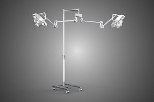 MOBILE DUAL HEAD SURGICAL LIGHT LED LAMP LIGHTING ROLLING STAND