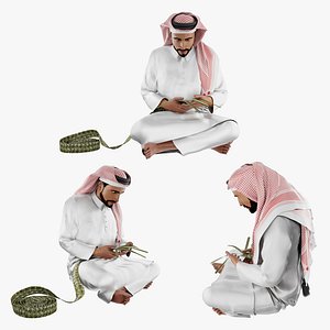Arab Man Making Palm Leaf 3D model
