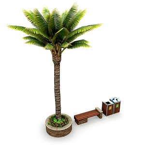 3D model street elements palm tree