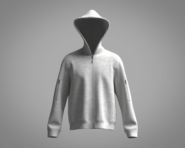 Mens Hoodie-Grey Melange 3D model