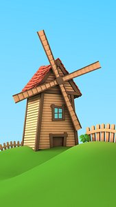 3d cartoon windmill