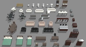 3D model Low Poly Furniture - Household AssetsDS