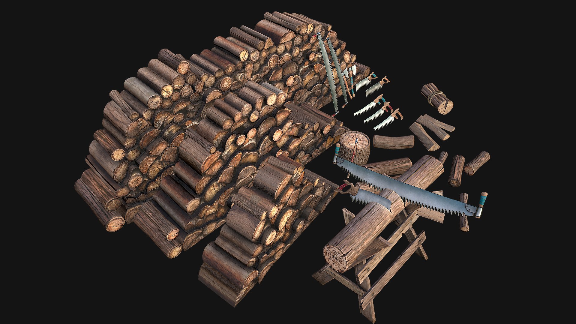 Set of Lumberjack and Firewood 3D model https://p.turbosquid.com/ts-thumb/1F/xjqImG/LB/alogstandmiddlepack3/png/1647690607/1920x1080/fit_q87/f4e4ddd7f6fd47d47ab867ccc43dd7a80395e92f/alogstandmiddlepack3.jpg