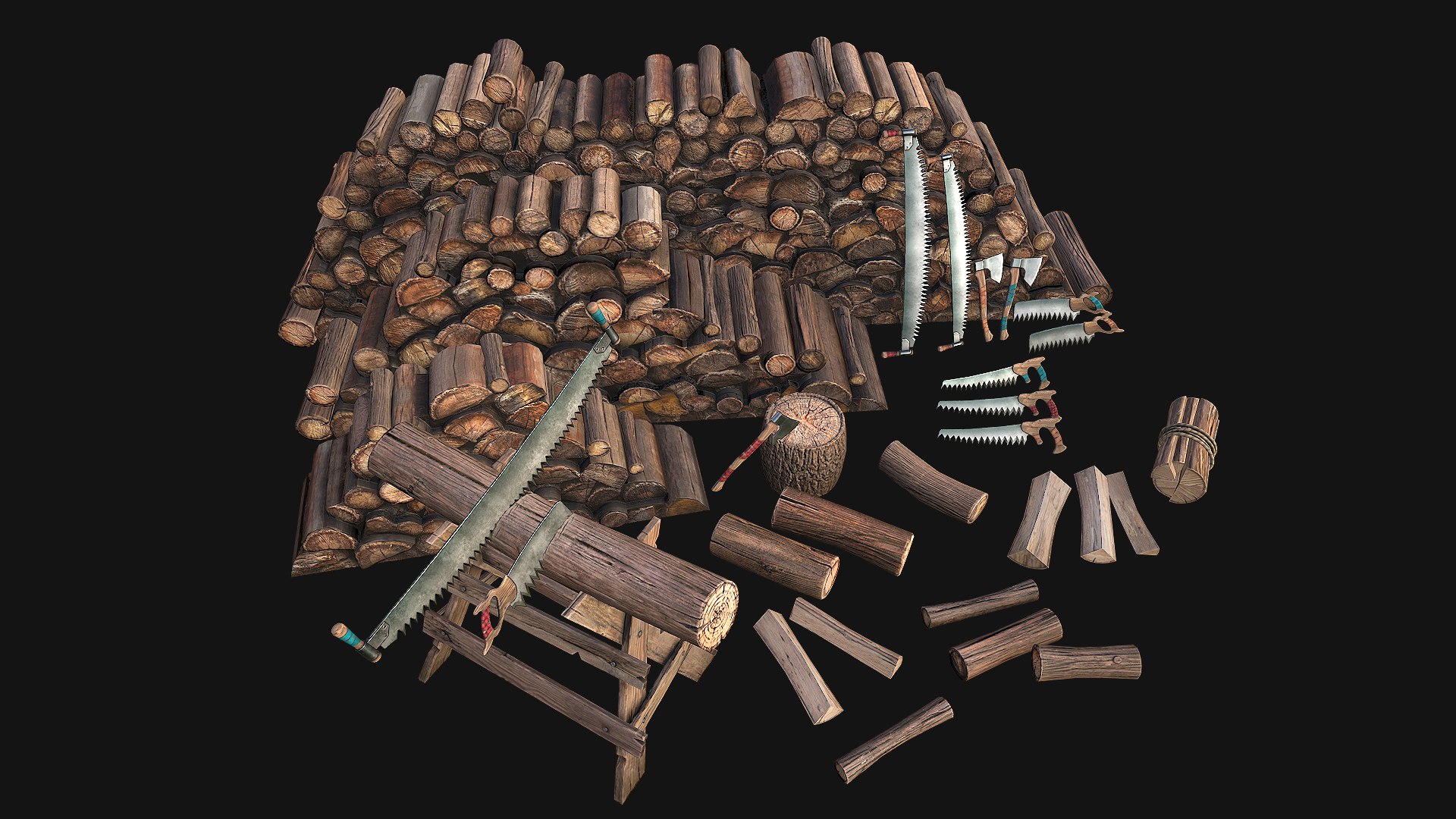 Set of Lumberjack and Firewood 3D model https://p.turbosquid.com/ts-thumb/1F/xjqImG/xa/alogstandmiddlepack2/png/1647690643/1920x1080/fit_q87/387659a4bb3f5e7c220944d805b0382156bd42f9/alogstandmiddlepack2.jpg