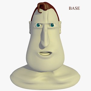 3d model morphed head hero male cartoon
