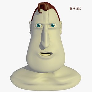 Cartoon Hero Head With 18 Morph Poses