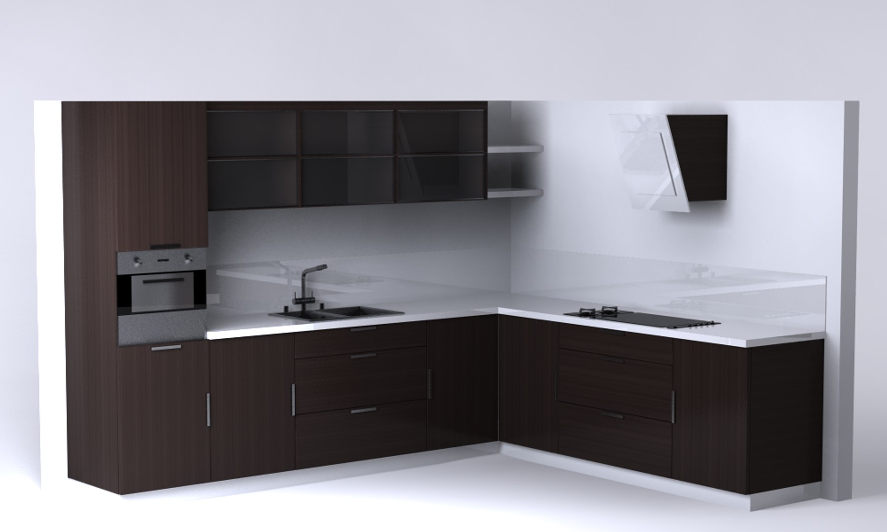 Kitchen Units Corner 3d Model