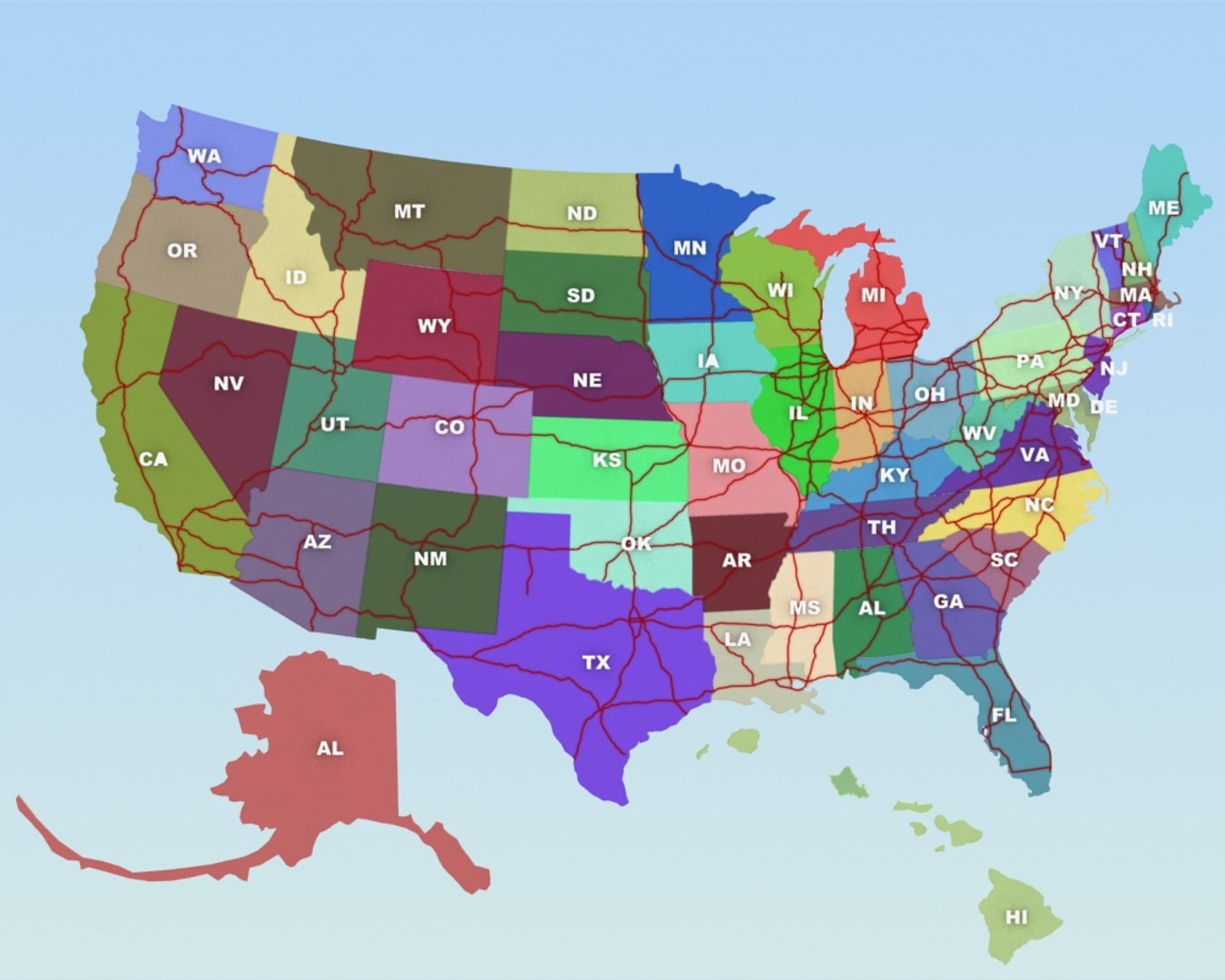 3d Model Usa States
