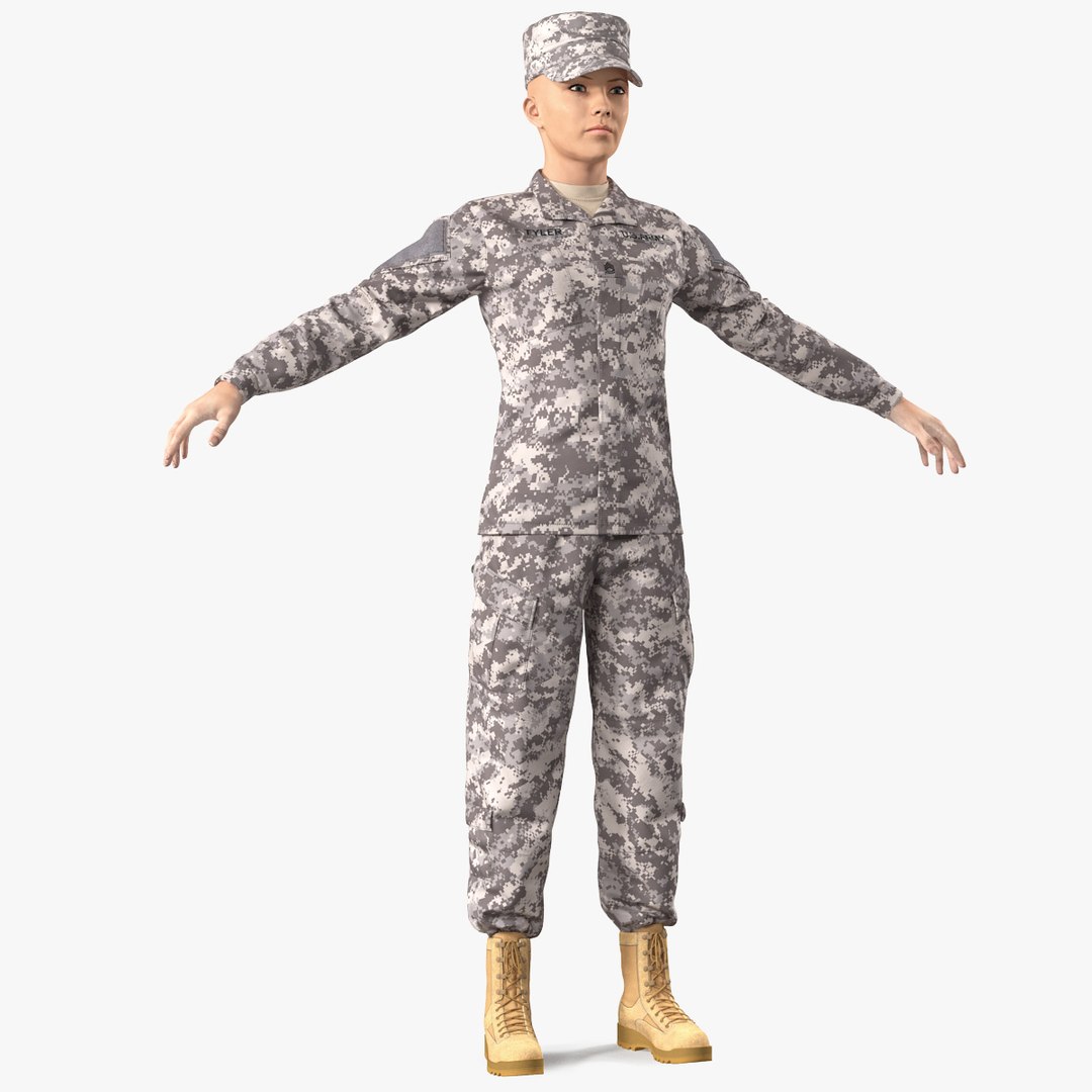 Female Soldier Military ACU Rigged 3D model preview