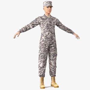 female soldier military acu 3D