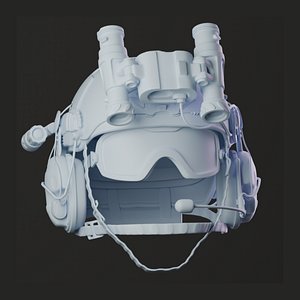 Tactical Military Helmet 3D Model With Night Vision Mic Goggles
