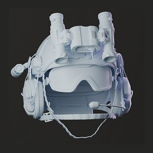 Tactical Military Helmet 3D Model With Night Vision Mic Goggles