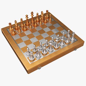 Chessboard bronze metallic model