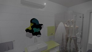 3D Bathroom Italian style with character in motion 2 forniture model