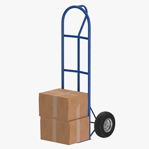3D Hand Trolly With Boxes Large