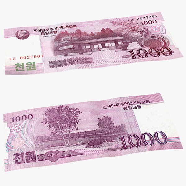3D North Korea 1000 Won Banknote