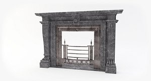 3D model jamb antique fireplace