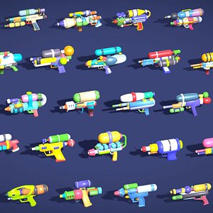 3D Water Gun Pack - Lowpoly Stylized Cartoon Hyper Casual Toy - Kids Collection