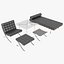 Knoll Ensemble complet Barcelona en cuir noir