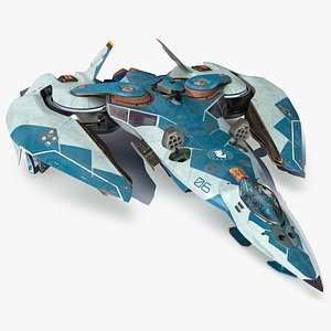 Sci Fi Fighter Jet Blue 3D model
