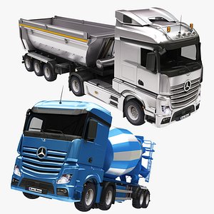 Dumper and Cement Mixer Truck Collection 3D