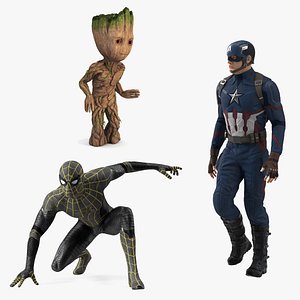 Superheroes Rigged for Maya Collection
