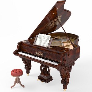 3D model grand piano baroque