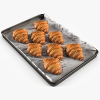 Fresh Baked Croissant in Metal Tray