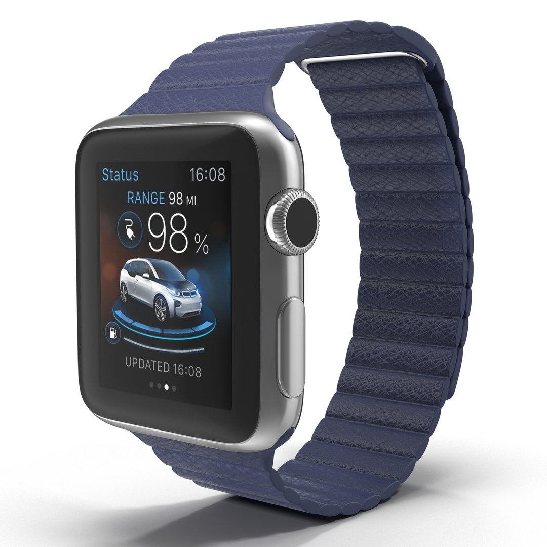 Apple Watch 38mm Magnetic Closure Blue Leather Loop 2 3D Model 3D model preview